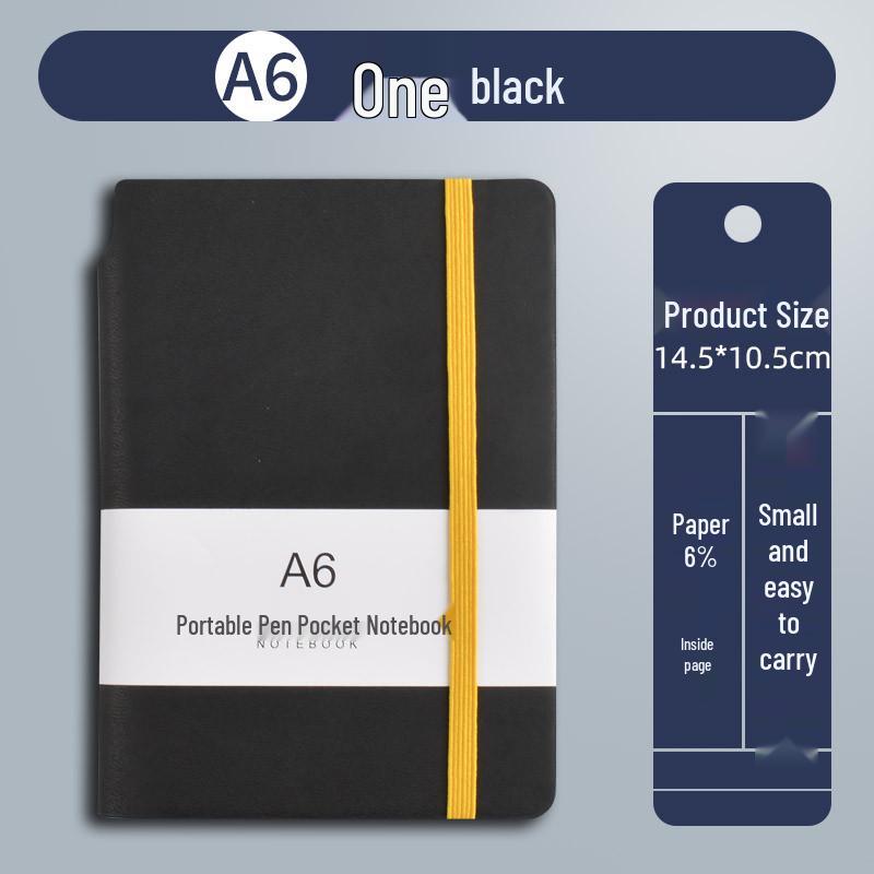 

Portable Wireless Adhesive-Bound Small Notebook with Strap & Pen Holder - Customizable Business Diary