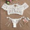 Japanese Vintage Lace Ribbon Wirefree Bra Set for Women