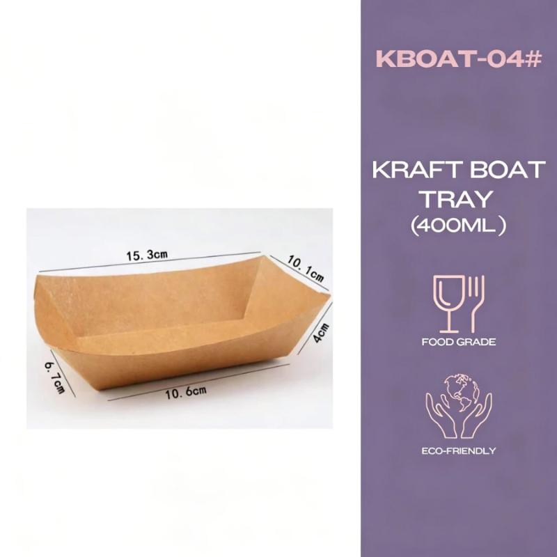 Disposable Kraft Paper Hotdog Boat Trays Eco Friendly Waterproof Food Packing for Food Festivals Street Vendor Use