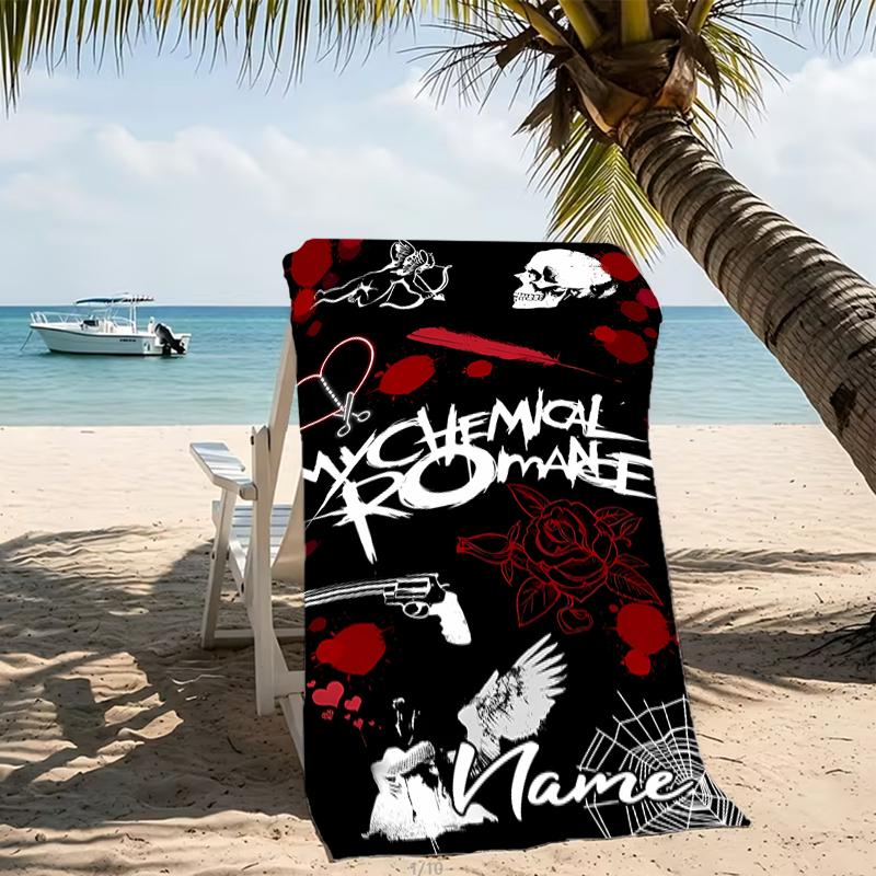 Customizable personalized beach towels My Chemical Romance themed designs.Suitable for the beach, yoga, sports;ideal as beach accessories