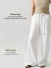 Women's Pure Linen Wide-Leg Pants - White, Summer Style, Loose Fit, High-End, Relaxed Feel