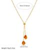 Gold Plated Stainless Steel Adjustable Lariat Necklace with Amber Drop Charms for Women