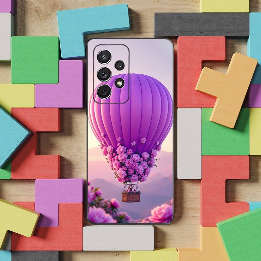 Romantic Hot Air Balloon Phone For Samsung S25,S10,S20,S10,S21,S9,S24,S23,Ultra,FE,Plus,Lite,Soft Silicone Black Cover