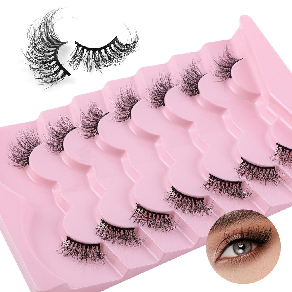 7 Pairs Of Half-Eye False Eyelashes, Dense Curled Eye Tail, Elongated Half-Eye False Eyelashes