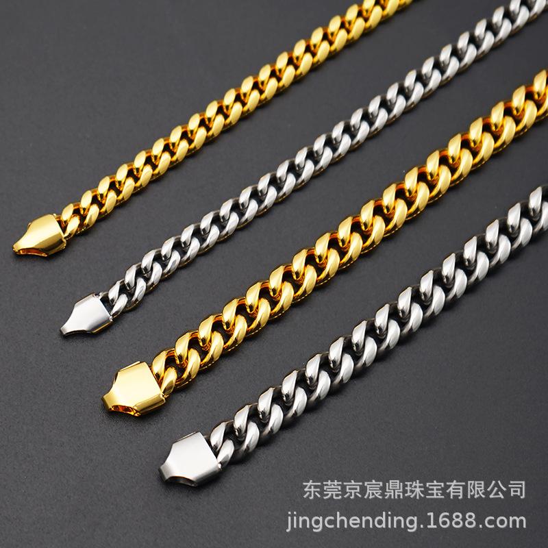 Unisex European & American Style Stainless Steel Cuban Link Chain Necklace with Day-Character Pendant, 6/8/10/12mm Wide.