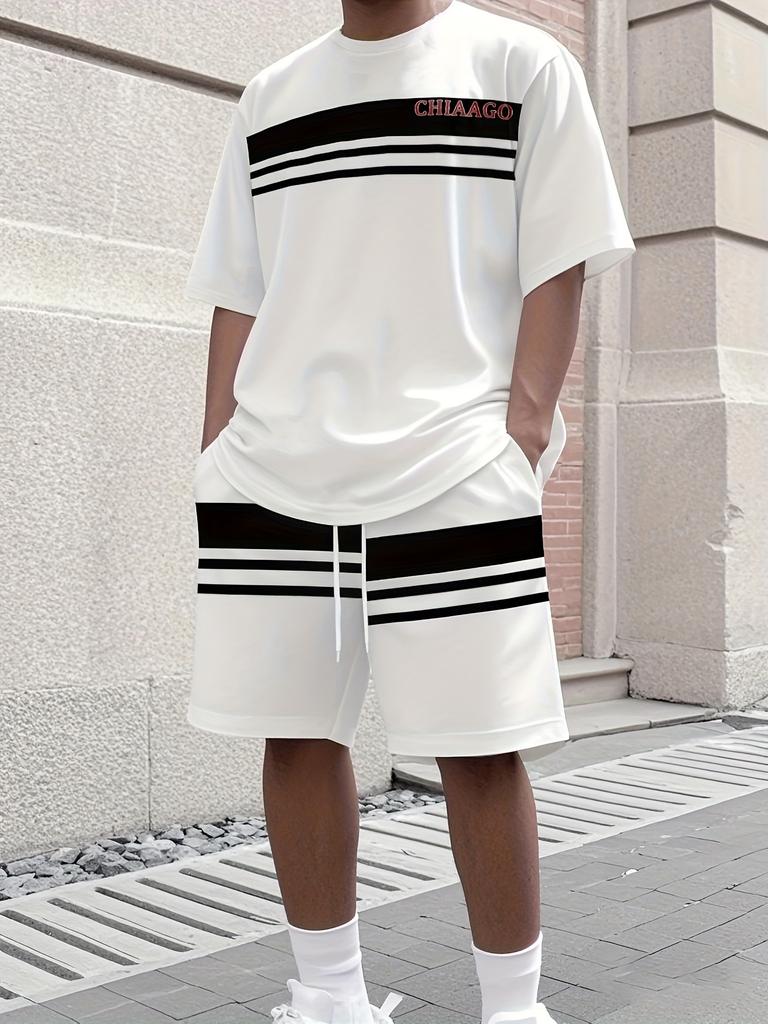 2025 Neues Sport-Set für Herren Los Angeles Print Kurzarm-T-Shirt Lässiges Sport-Set Streetwear Shorts Zweiteiliges Herren-Set