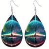 Creative Tree of Life Pattern PU Leather Earrings for Women Chic Colorful Dot Pattern Tears Earrings Trendy Female Earrings Jewelry Gifts
