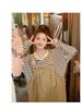 Khaki Women's Age-Defying Overalls and T-Shirt Set - Spring/Summer 2024 Korean Style
