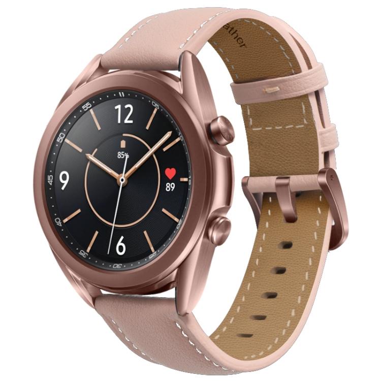 Black Vegan Leather Watch Band With Silver Buckle For Samsung Galaxy Watch3 41mm, Adjustable Replacement Wrist Strap