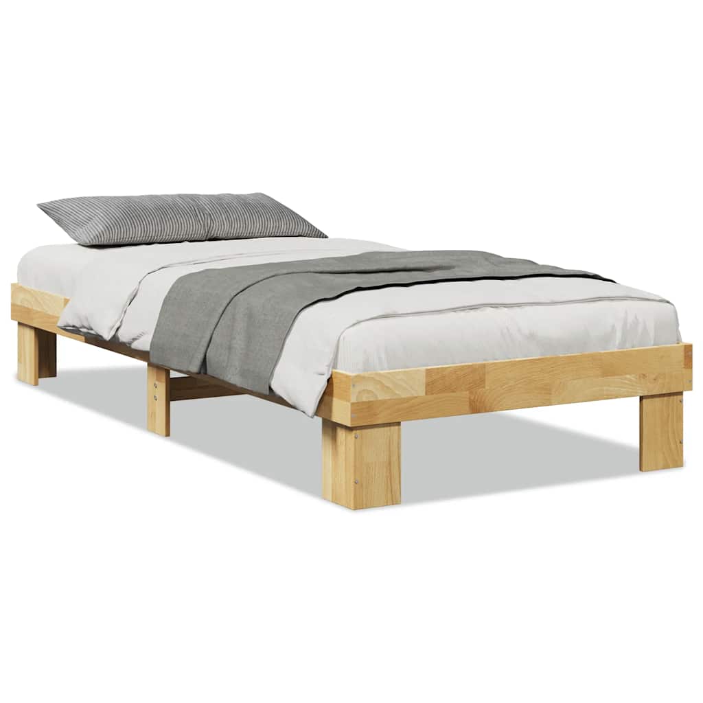 Solid Wood Bed Frame without Mattress 75 x 190 cm Oak