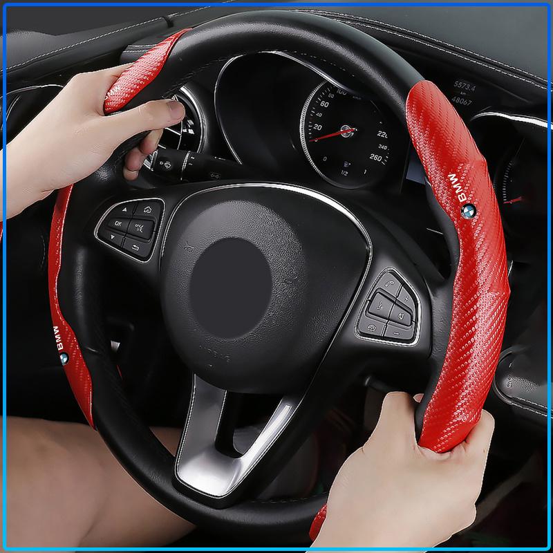 2pcs Carbon Fiber Non-Slip Steering Wheel Cover Car Accessories For BMW M Performance 1 3 5 7 Series M3 M4 M5 M6 X1 X3 X5 X6 X7 E30 E34 E36 E39 E4
