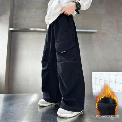 Pantalones de Trabajo de Invierno con Forro Polar para Niños, Estilo 2025 - Pierna Recta, Una Pieza para Niños Medianos y Grandes