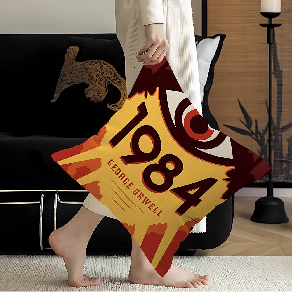 Classic Fiction Film 1984 N-Nineteen E-Eighty-Fou Office Cushion Pillowcase Car Cushion Cover45X45CM Lumbar Pillowcase 12x12Inch