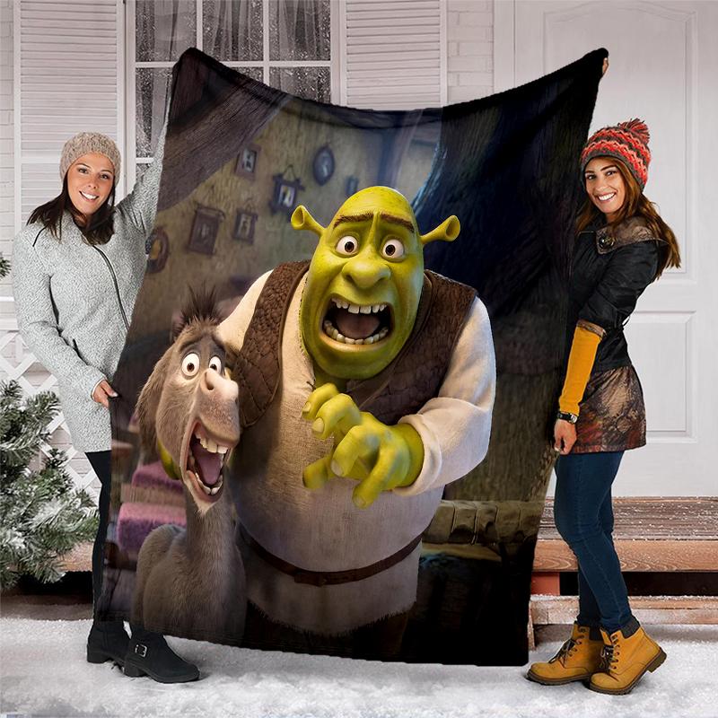 Shrek Theme Printed Blanket Perfect For Couch Bed Travel Outdoor Use Machine Washable Cozy Durable
