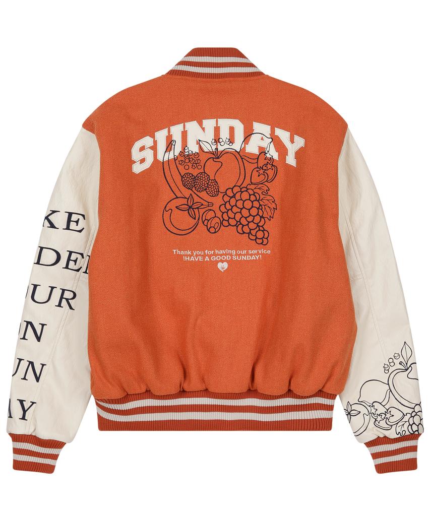 Sunday Fruit Market Golden Hour Varsity Jacket Orange
