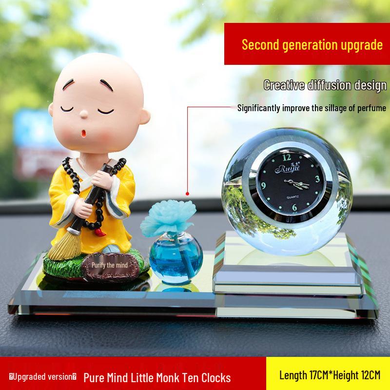 Solar-Powered Monk Car Perfume Shaking Head Cartoon Ornament