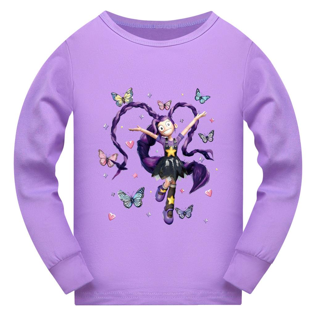 5599 Девочки Лили Lovebraids Принт Аниме Футболка с длинным рукавом 110cm фиолетовый