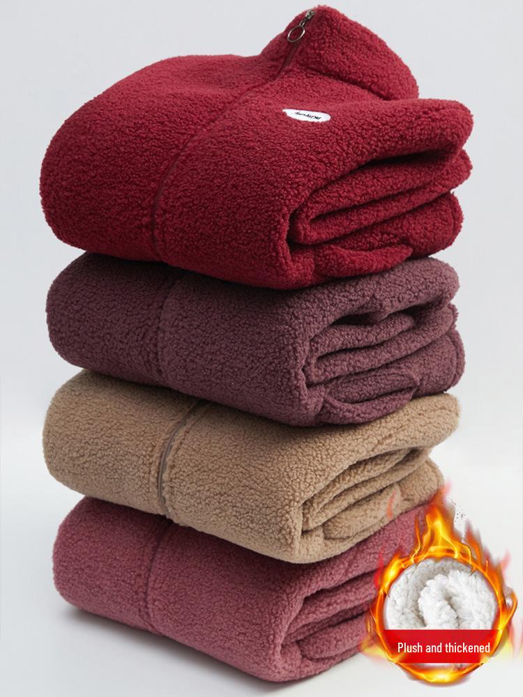 Mid-aged Women's Plush Cotton Padded Jacket with Fleece Lining - Thickened Outerwear for Autumn & Winter 2025.