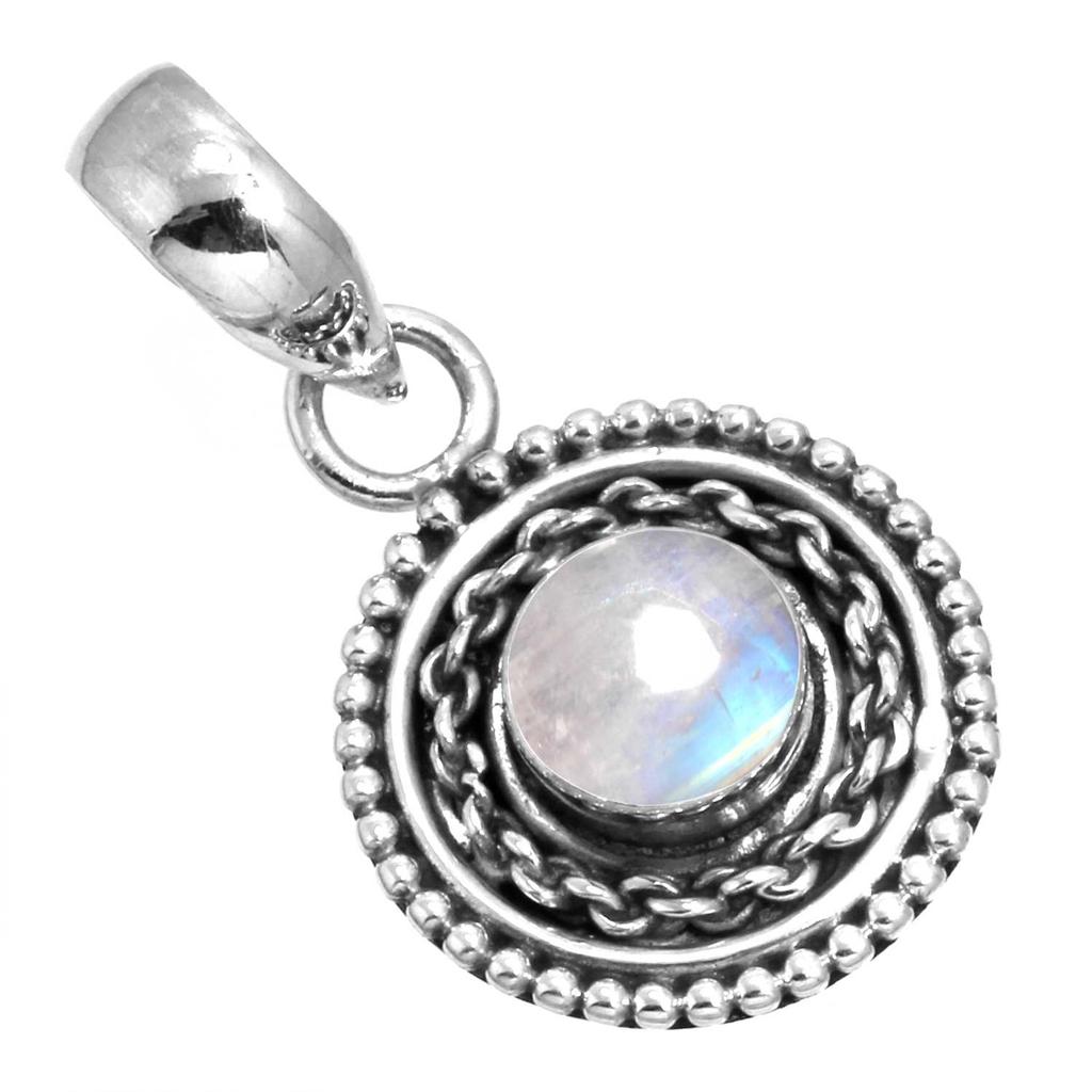 925 Sterling Silver Pendant Women Gemstone Handmade Jewelry Engagement Gift Malachite Moonstone Rose Quartz Red Stone Smoky Topaz Tiger Eye Boho