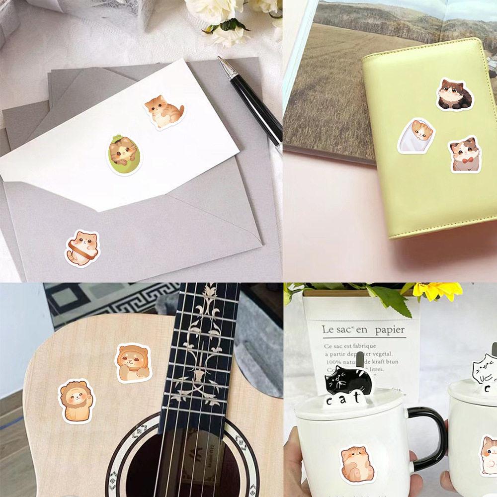 50-500PCS Cute Cat Meme Stickers Roll Trendy Kitten Stickers for Laptop Water Bottle Skateboard Phone Luggage Kids Adult Gift