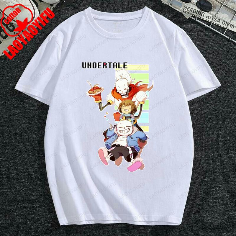 

Classic Game Undertale TShirt Skull Brother Sans Papyrus Printed Tshirts Summer Short Sleeve Tees ONeck Cotton Summer Tops 4XL