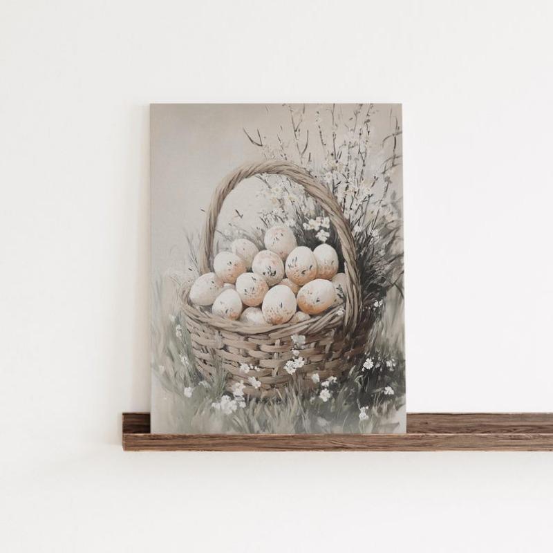 Vintage Boho Spring Easter Eggs Cottagecore Animal Botanical Poster Frameless Canvas Art Painting Wall Pictures Home Decor
