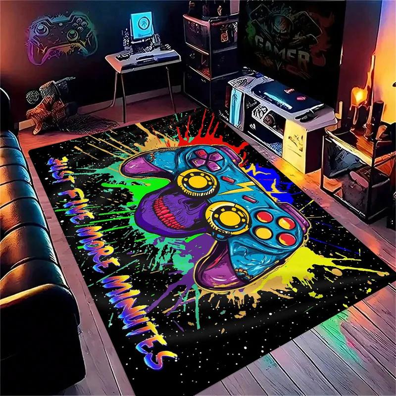 Gaming for Boys Room Gamer Casual Carpet with Controller Design Rug for Game Room Bedroom Decor Machine Washab Mat