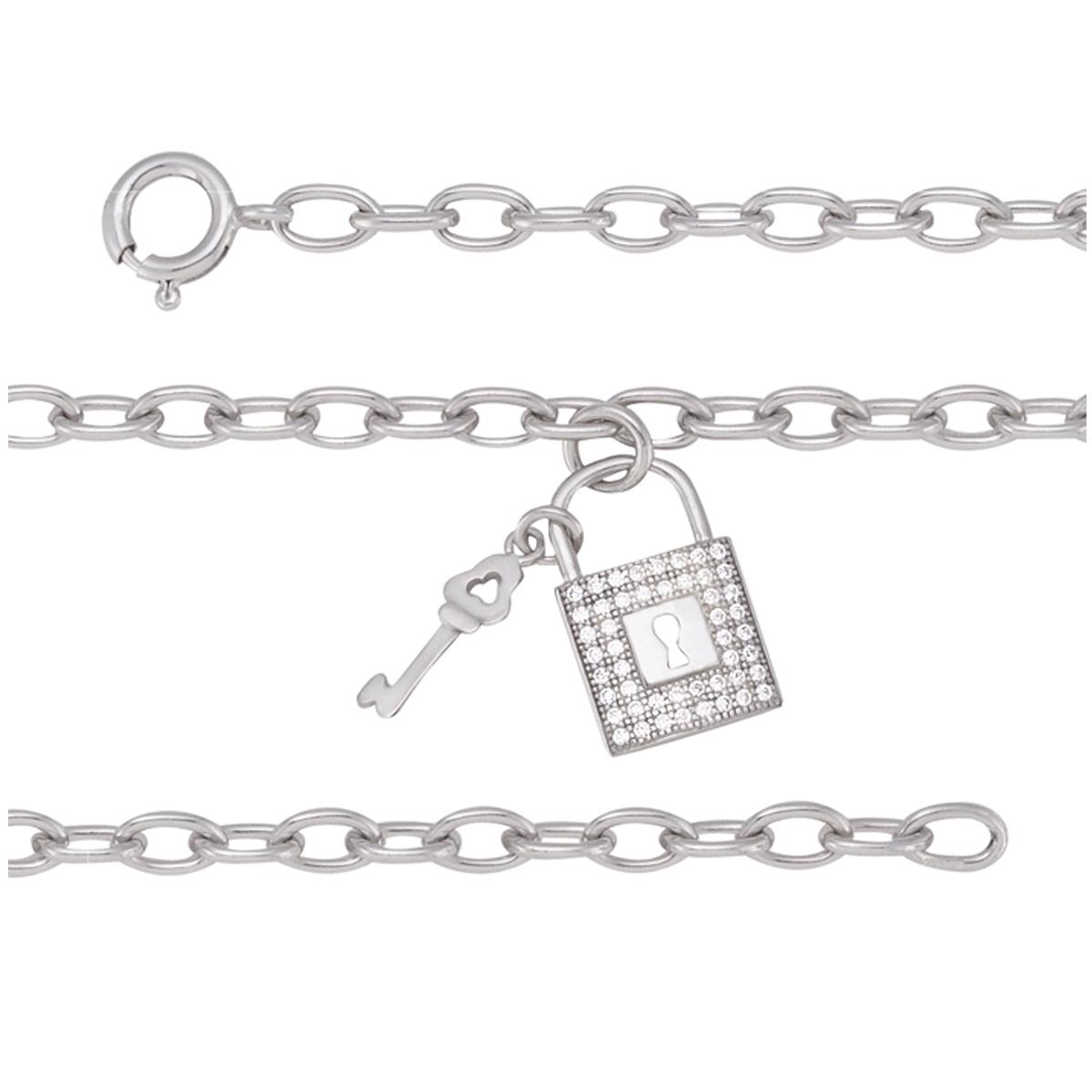

Altesse [Q3763] - Серебряный браслет Cadenas Sublime серебристо-белый (родий) - 12x10 мм