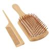 Wooden Paddle Comb Set Brush and Tail Comb Set Paddle Detangling Hairbrush and Tail Comb for Styling