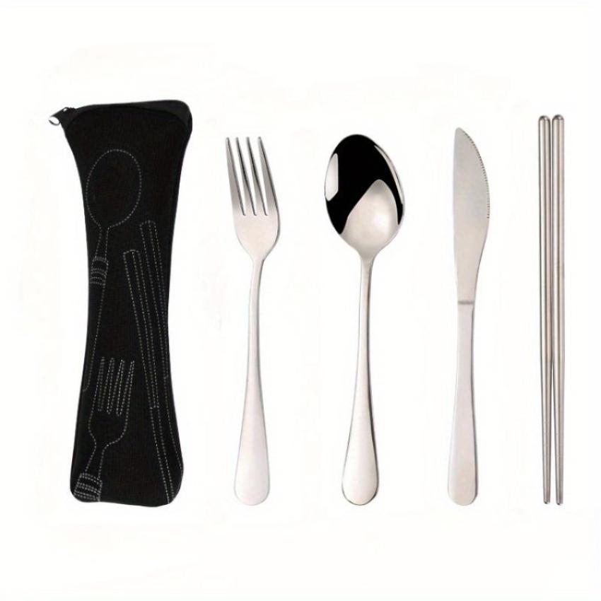 

4 шт./компл. столовые приборы из нержавеющей стали, набор столовых приборов для кемпинга, вилка/ложка/нож/палочки для еды, карманная посуда, посуда для пикника