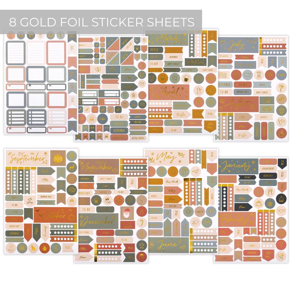 ZICOTO Ultimatives Journaling-Kit Journal-Notizbuch mit Leinen-Hardcover und gepunkteten Bullet-Checklisten-Zubehör wie Washi-Papier und -Seiten, Schablonen,