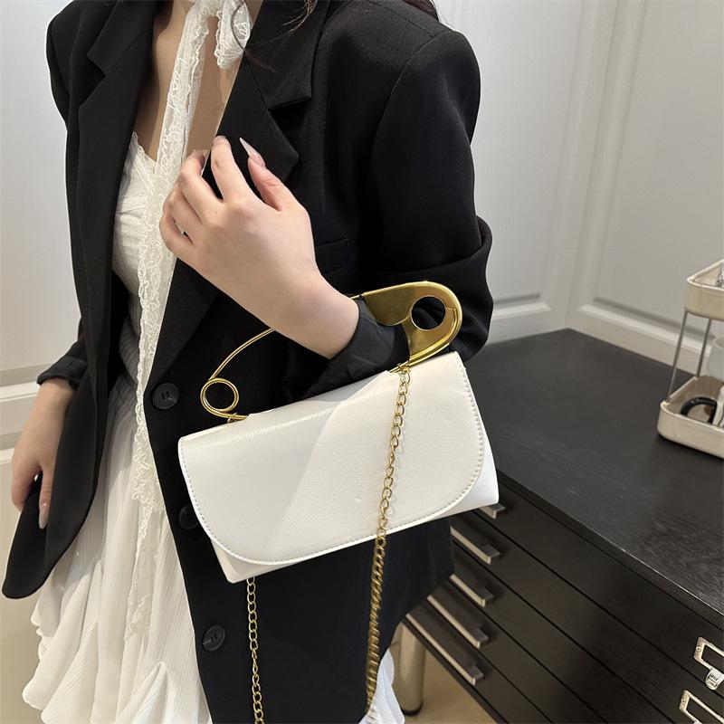 Paper Clip Women's Small Square Bag, Korean Version Simple and Trendy Shoulder Bag, Versatile Crossbody Bags for Daily Commuting
