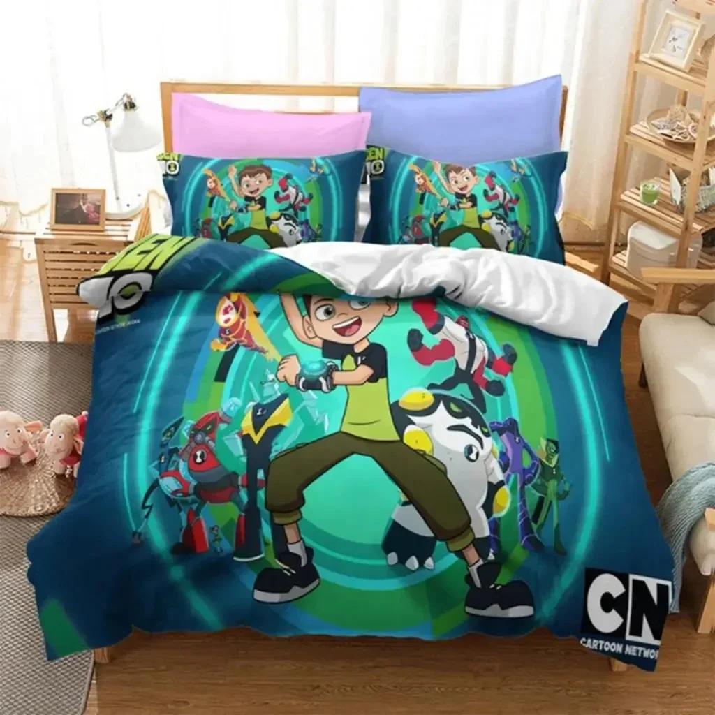 

3d Print B-Ben A-Alien F-Force 10 Bedding Set Teenage Hacker Boys Girls Twin Queen Size Duvet Cover Pillowcase Bed Kids Adult (135x200cm)