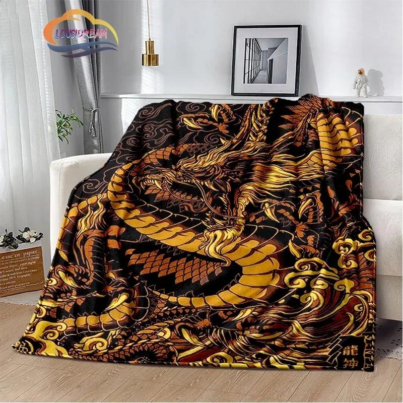 Dragon Blanket 3D Printing Animal Art Soft and Comfortable Sofa Bed Bedroom Decorative Bedspread Travel s