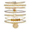Ensemble de 7 pièces Bohème Perles Cœur Charms Ronds Bracelets Pour Femmes Élastique Perles Chaîne Extensible Ensemble Manchette Bijoux de Fête