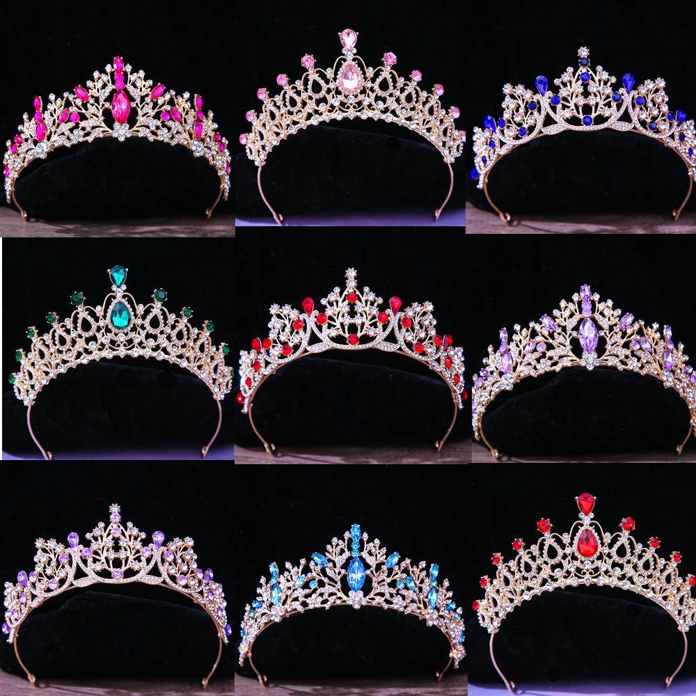 DIEZI Baroque Vintage Princess Queen Bridal Crown Headwear Crystal Tiara For Women Wedding Crown Hair Dress Accessories Zircon