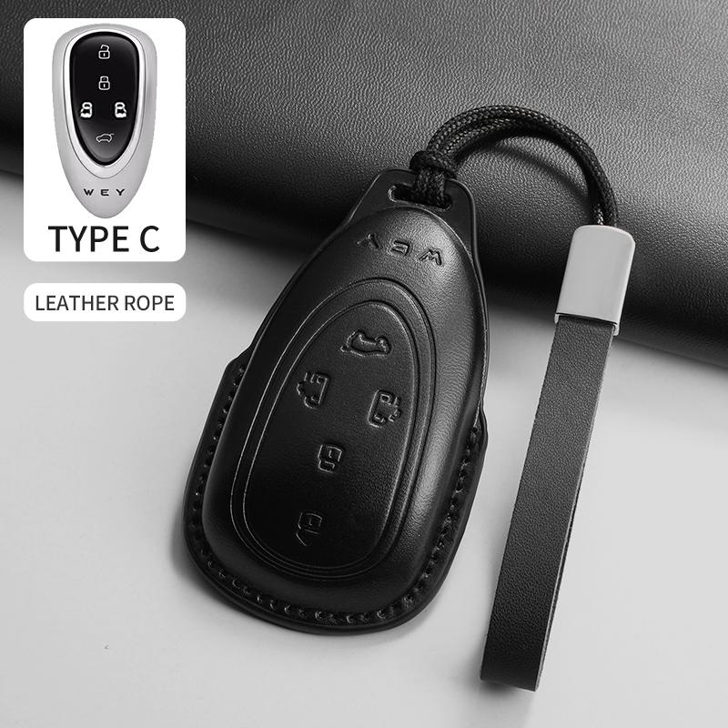 

PU Leather Car Smart Remote Key Cover Case For WEY Blue Mountain Highland Mocha Latte DHT-PHEV Key Protecter Shell Accessories