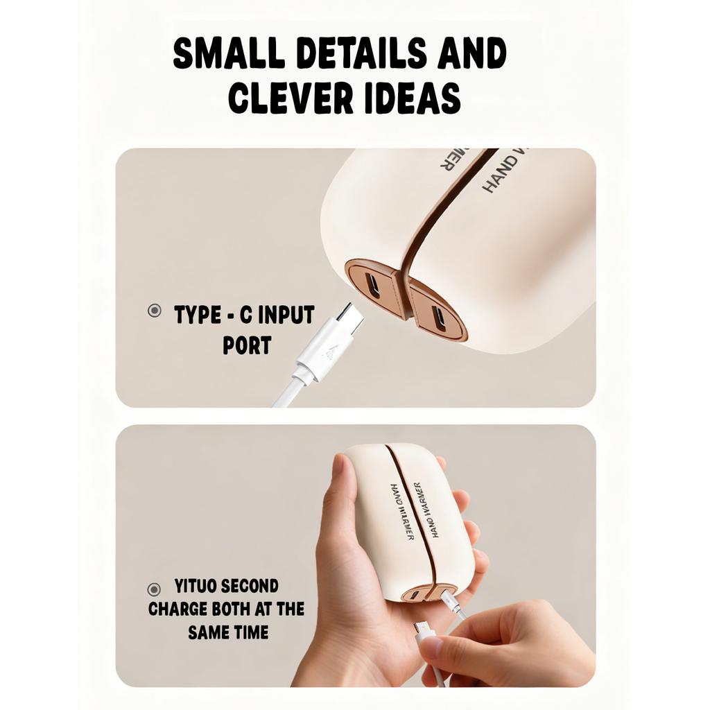 Hand Warmer Portable Pocket Hand Warmer, Magnetic Electric Hand Warmer Creative Split Hand Warmer Outdoor Warmer Portable Two In One.