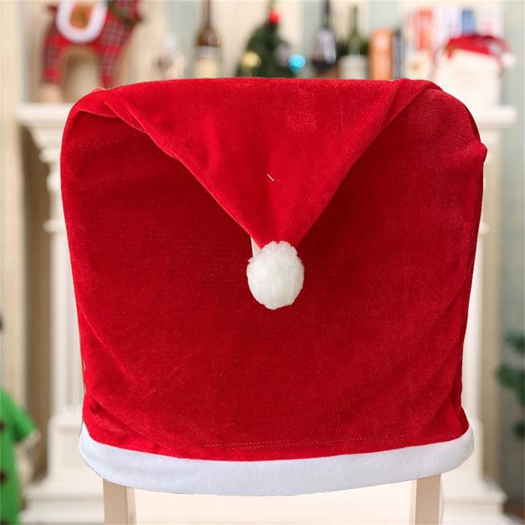 Christmas Chair Cover Santa Hat Dining Chair Covers for New Year 2023 Christmas Party Home Kitchen Table Decoration Gift