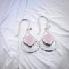 925 Sterling Silver Rose Chalcedony Gemstone Trendy Jewelry Hook Earrings 1.50" EE-38-17