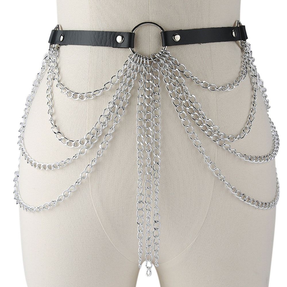 

Многослойный Модный Пояс для Талии Утягивающие Кушаки Кисточка Подвеска Пояс Металлическая Цепь чёрный