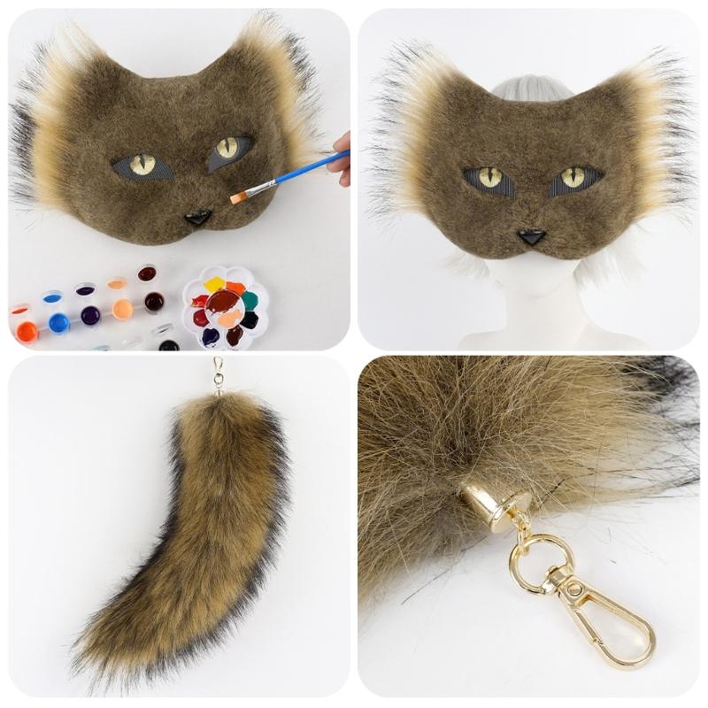 Flexible Mask With Plush Tail DIY Crafting Supply Costume Accessory For Costume And Creative Dressing Up Event