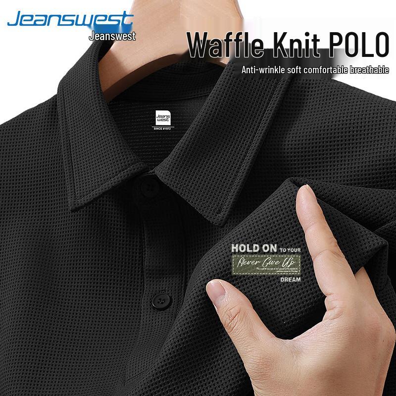 

Jeanswest Men s Waffle Knit Loose Fit Polo Shirt