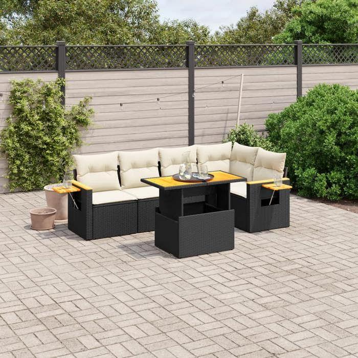 VidaXL Garden Lounge Set with Cushions 6 Pcs, Patio Sofas, Patio Furniture Set, Outdoor Furniture, Black 3273506