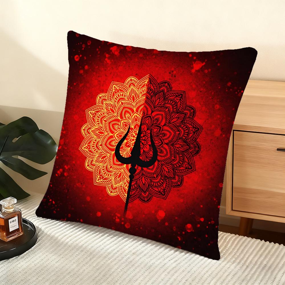 The Shiva Trident Cushion Cover Soft Short Plush Pillow Cover Smooth Cozy Texture Aesthetic Cushion Case Home Decor