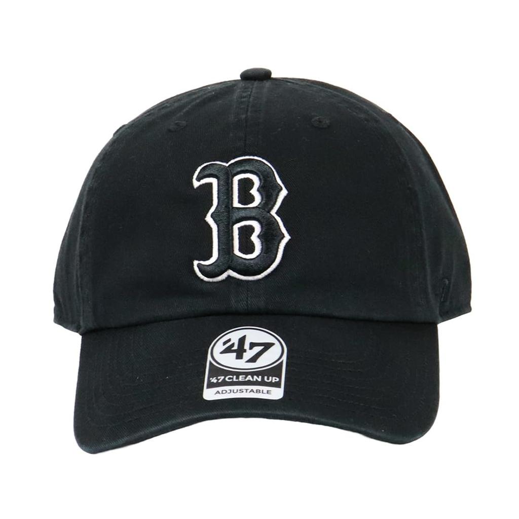 Forty Seven Brand 47 Cleanup Low MLB Major League Baseball Boston Red Black with Black and White Logo Cap, Cap, Hat, Unisex, Logo, Sox,