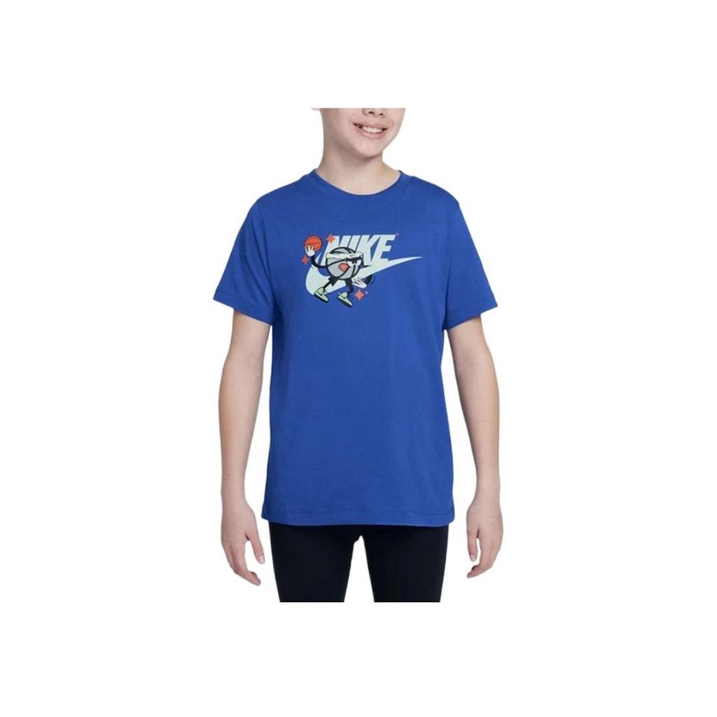 Nike Loose Fit Sports Basketball Printed Short Sleeve T-Shirt Kids tops Blue FZ5123-480