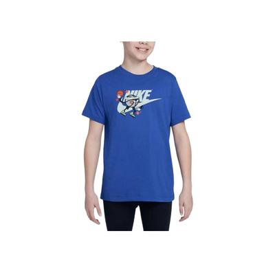 Loose Fit Sports Basketball Printed Short Sleeve T-Shirt Kids Tops Blue FZ5123-480