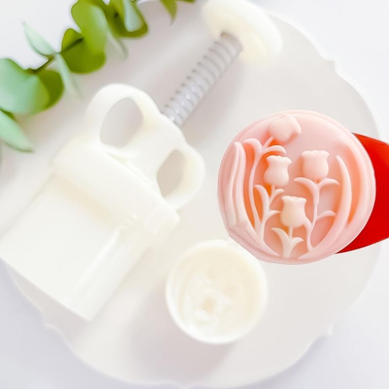 Tulips Flower Moon Cakes Press Molds Cookie Stamps Chinese MidAutumn Moon Cakes Maker Decorating Tool for Making Cookie
