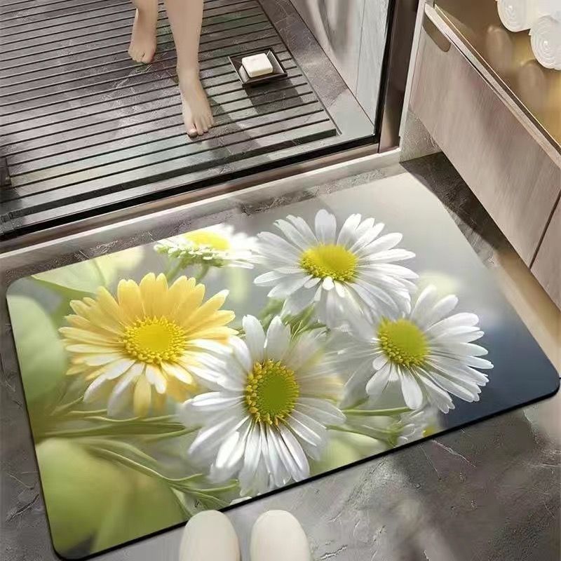 Three-dimensional Diatom Mud Floor Mat Bathroom Toilet Water-absorbing Anti-slip Mat Household Toilet Foot Mat Quick-drying Mat